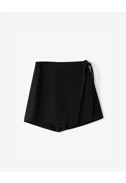 Falda Short Tiro Medio Cruzada Anudada Negra Mujer Negro