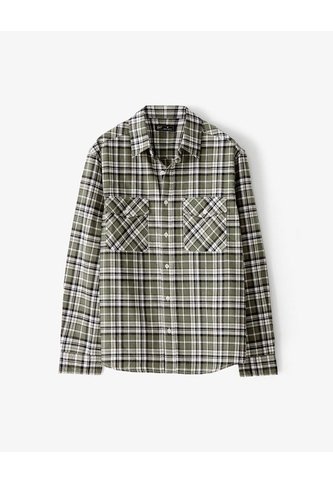 Camisa Manga Larga Regular Algodón Cuadros Hombre Verde Gef
