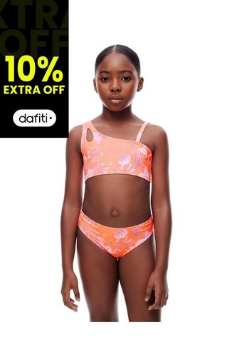 Vestido De Baño 2 Piezas Estampado Niña Naranja Gef