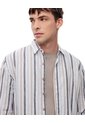 Camisa Manga Larga Regular Lino Rayas Hombre Blanco de Gef