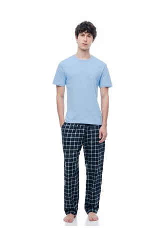 Camiseta + Pantalón De Pijama Algodón Azul Hombre Azul Gef