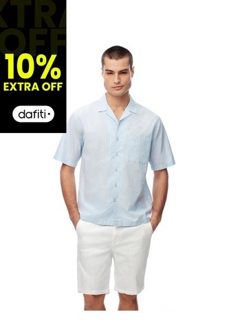 Camisa Manga Corta Regular Algodón Azul Hombre Azul Gef
