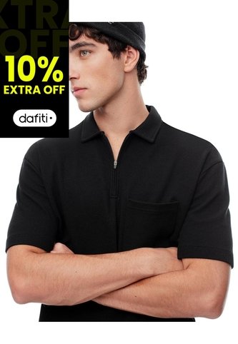 Polo Regular Algodón Negra Hombre Negro Gef