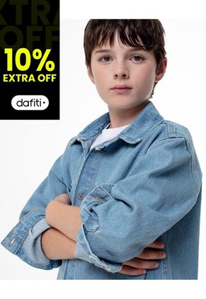 Camisa Manga Larga Regular Denim índigo Medio Niño Azul
