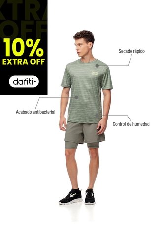 Camiseta Deportiva Control Humedad Verde Hombre Verde Gef