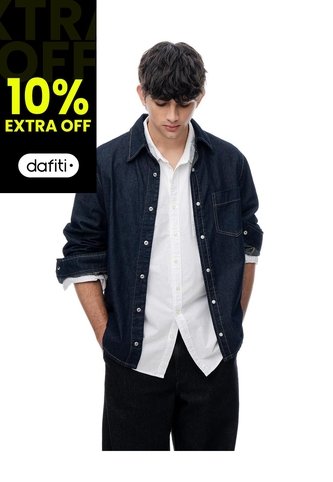 Camisa Regular Manga Larga índigo Oscuro Hombre Azul Gef