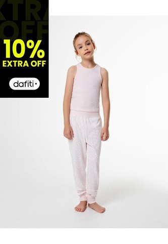 Blusa + Pantalón De Pijama Algodón Estampada Niña Rosa Gef