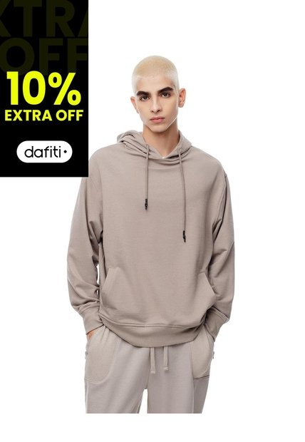 Buzo Relax Tipo Hoddie Algodón Taupe Hombre Marron