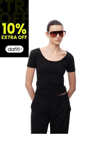Camiseta Regular Uso 2 En 1 Negra Mujer Negro Gef