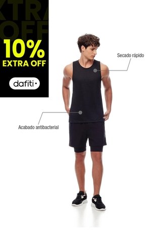 Camisilla Deportiva Antibacterial Negra Hombre Negro Gef
