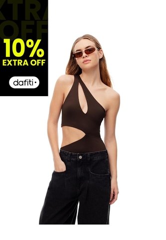 Body Asimétrico Cut Out Chocolate Mujer Chocolate Gef