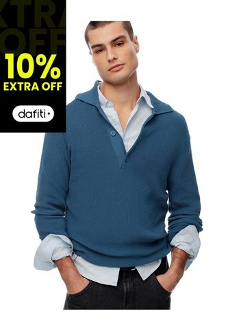 Buzo Regular Tejido De Punto Algodón Azul Hombre Azul Gef