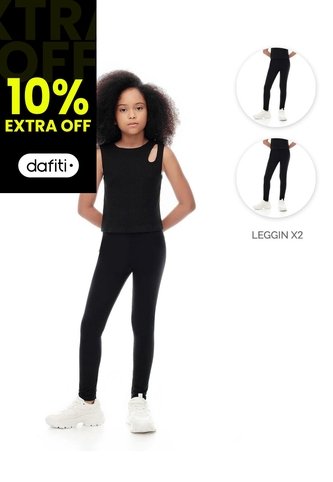 Legging Algodón X2unds Negro Niña Negro Gef