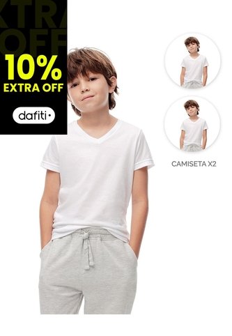 Camiseta Slim Algodón X2unds Blanca Niño Blanco Gef