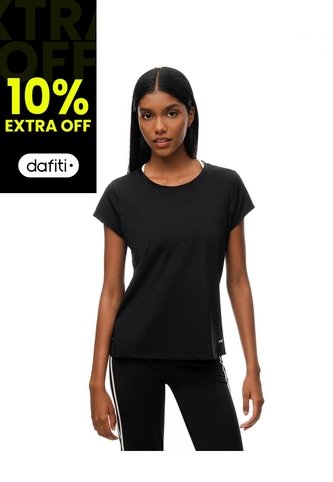 Camiseta Deportiva Secado Rápido Negra Mujer Negro Gef