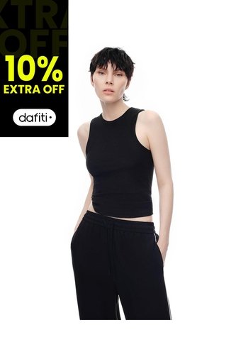 Camiseta Esqueleto Slim Tib Algodón Negra Mujer Negro Gef