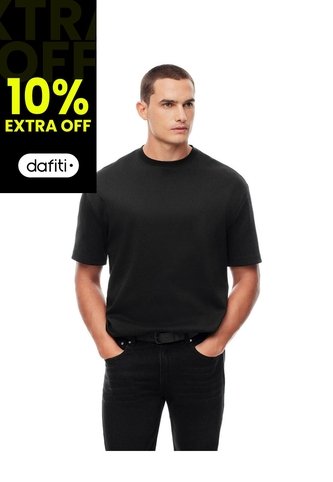 Camiseta Regular Negra Hombre Negro Gef