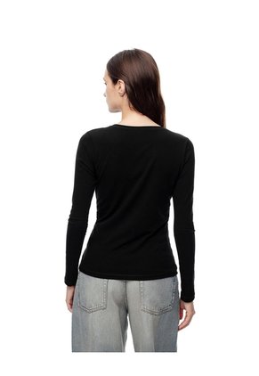 Camibuzo Slim Algodón Negra Mujer Negro