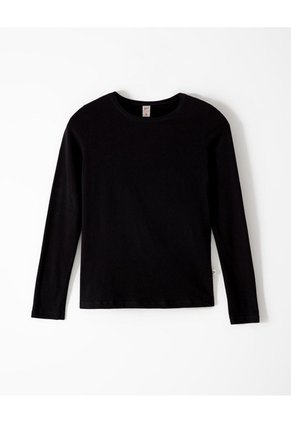 Camibuzo Slim Algodón Negra Mujer Negro