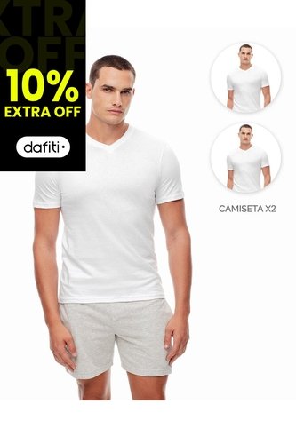 Camiseta Slim Algodón Jersey X2unds Blanca Hombre Blanco Gef