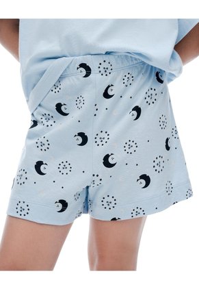 Pijama Relaxed Manga Corta Azul Estampada Niña Azul