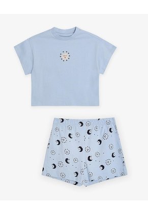 Pijama Relaxed Manga Corta Azul Estampada Niña Azul