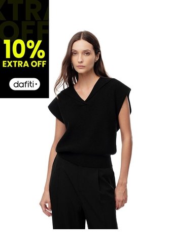 Chaleco Oversize Tejido Negro Mujer Negro Gef