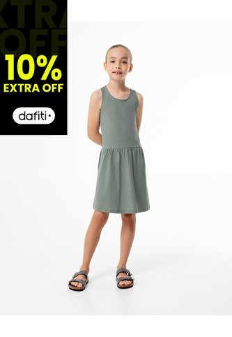 Vestido Corto Algodón Verde Niña Verde Gef