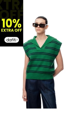 Chaleco Oversize Tejido Rayas Mujer Verde Gef
