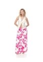 Pantalón Palazzo Tiro Alto Algodón Estampado Mujer Rosa de Gef