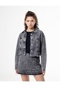 Falda Tiro Alto Denim Tachuelas Gris Mujer Azul de Gef