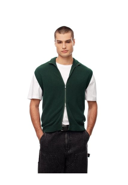 Chaleco Regular Tejido De Punto Algodón Verde Hombre Verde