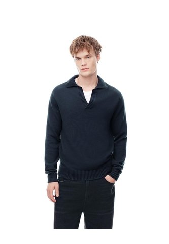 Buzo Tipo Polo Regular Tejido De Punto Azul Hombre Azul Gef