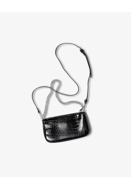 Bolso Baguette Texturizado Negro Mujer