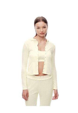 Cardigan Fitted Punto Calado Amarillo Mujer Amarillo Gef