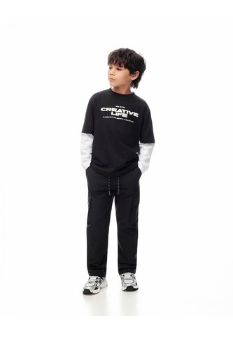 Pantalón Tipo Cargo Negro Niño Negro Gef