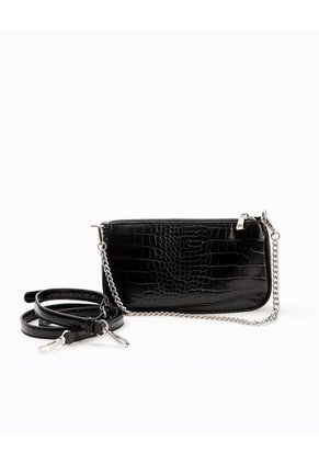 Bolso Baguette Texturizado Negro Mujer