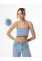 Crop Top Denim Brillos índigo Claro Mujer Azul Oscuro de Gef