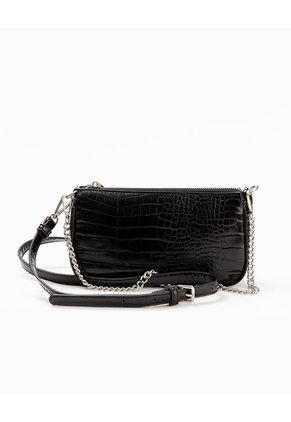 Bolso Baguette Texturizado Negro Mujer