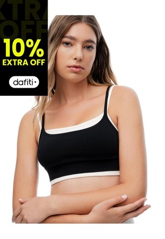 Top Deportivo Soporte Medio Negro Mujer Negro Gef
