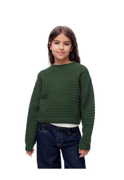 Suéter Oversize Tejido De Punto Verde Niña Verde