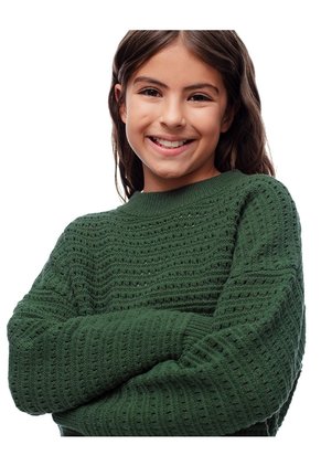 Suéter Oversize Tejido De Punto Verde Niña Verde