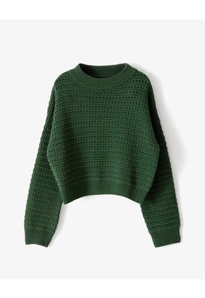 Suéter Oversize Tejido De Punto Verde Niña Verde