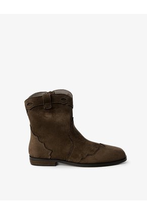 Botas Tipo Cowboy Gamuzadas Café Niña Cafe