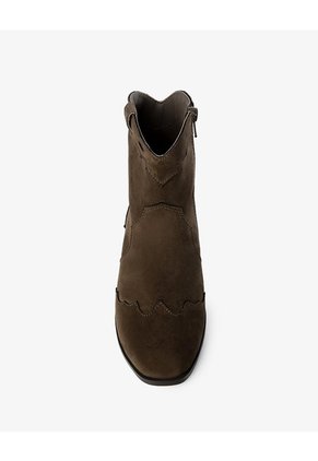 Botas Tipo Cowboy Gamuzadas Café Niña Cafe