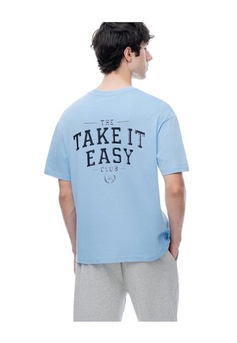 Camiseta Manga Corta Regular Estampado Azul Claro Hombre Azul Gef