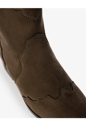 Botas Tipo Cowboy Gamuzadas Café Niña Cafe