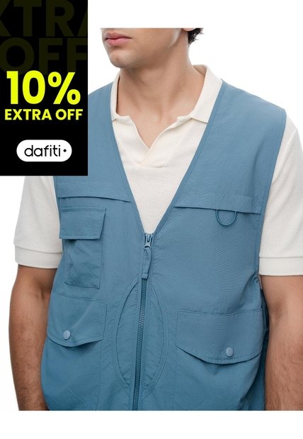 Chaleco Utilitario Regular Liviano Azul Hombre Azul