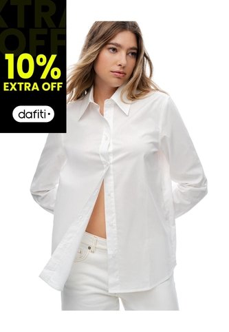 Camisa Manga Larga Regular Blanca Mujer Blanco Gef