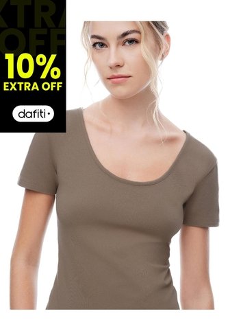 Camiseta Regular Uso 2 En 1 Café Mujer Cafe Gef